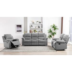 3-Piece 6-Seater Recliner Sofa Set with Glider Grey 3-Piece 6-Seater Recliner Sofa Set with Glider Grey